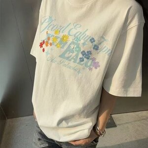 美式潮牌重磅刺绣短袖t恤宽松百搭纯棉情侣上衣KTX5529图片