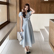现货：法式波点连衣裙2C105-1056-P125-K178，女装连衣裙，2C105