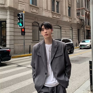 JY753-P63 帅气宽松港风西装外套男春秋百搭休闲西服 网图图片