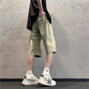 D2051-p45-控68  现货风宽松cleanfit牛仔裤七分裤黑暗图片
