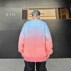 冬季保暖渐变色仿貂毛针织衫潮流时尚加厚宽松百搭毛衣，男装针织衫/毛衣，星座410-7