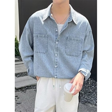 WE1687-P49衬衫男长袖夏季2025春秋新款ins休闲牛仔工装衬衣，男装衬衫，电商B323A