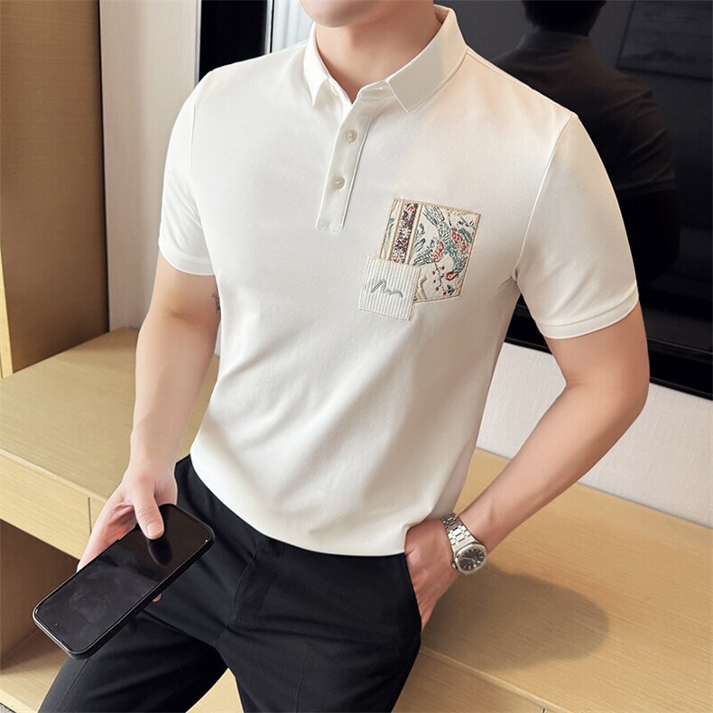 2025风个性潮贴布刺绣翻领POLO衫1019-特P48,男装Polo衫,电商D342