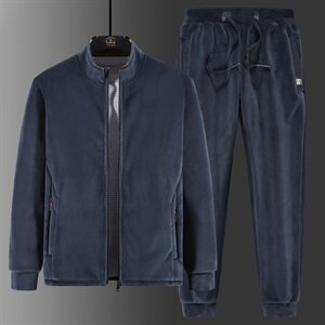 冬季加绒加厚羊羔绒套装男潮休闲运动服卫衣长裤两件套TZ077-P110图片