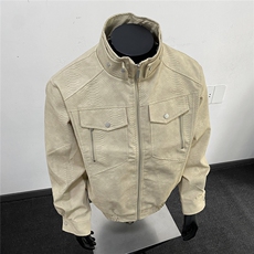 美式高阶秋冬蛇皮PU立领工装夹克痞帅百搭情侣外套J5616TP95，男装夹克，电商A247