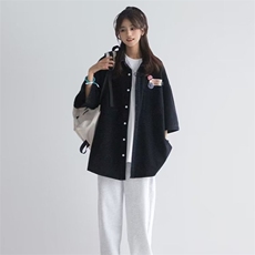文艺新款气质潮流五分袖流行方领ins简约百搭原宿日系衬衫女慵懒，男装T恤，星座1210-1