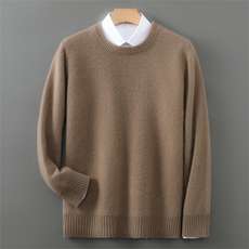 重磅加厚100%纯羊绒衫2024冬季男半高毛衣宽松保暖打底针织羊绒衫，男装羊毛衫，宇灿羊绒