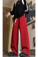 春季纯色休闲卫裤男款直筒美式运动裤子大码宽松阔腿长裤KZ006P45，男装休闲裤，电商B312