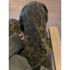 美式复古豹纹牛仔裤男潮流炸街痞帅宽松休闲垂坠感长裤WLB288-P46，男装牛仔裤，星座1008