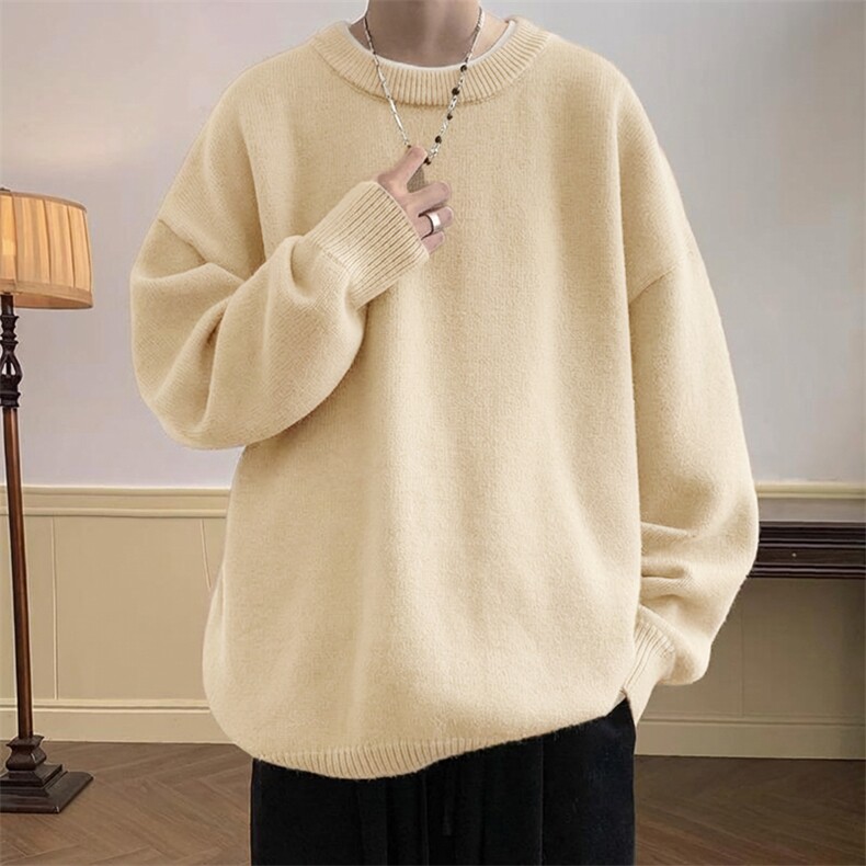 重磅秋冬男女纯色打底针织衫圆领套头半高领毛衣美式复古休闲上衣，男装T恤，电商A443