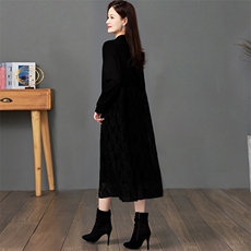 秋季2025新款配大衣蕾丝内搭长款宽松毛衣裙女时尚针织打底连衣裙，女装羊毛衫，艾米