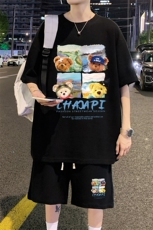 ！直播推荐！2024夏季男士华夫格短袖套装HTZ22P50，男装T恤，电商B220