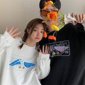 2022情侣装秋装 简约印花情侣卫衣女宽松百搭外套 G937 P33 男类图片