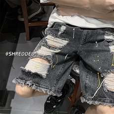 2025破洞牛仔裤新款夏季宽松大码短裤五分裤B315-K5018-P45控58，男装牛仔裤，电商B315