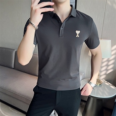 2024夏季新款英伦风高品质修身刺绣POLO衫冰丝短袖T恤男D251-p48，男装T恤，电商D303