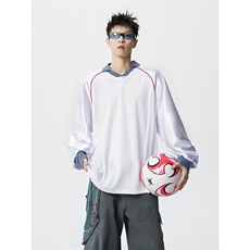 可二开美式POLO衫大码M-5XL拼接V领球衣长袖T恤男CX78111P45控69，男装Polo衫，星座226-1