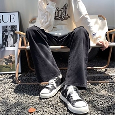 ins复古高街破洞百搭直筒牛仔裤宽松阔腿长裤男女潮大码NG056-p42，男装牛仔裤，星座1008-1