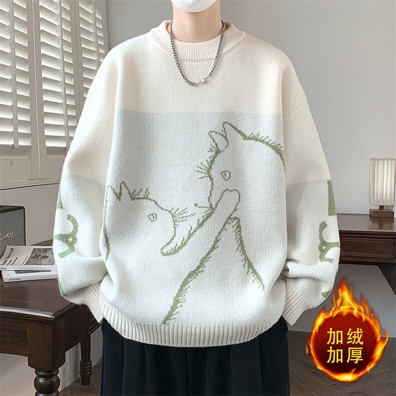 加绒毛衣男士冬季保暖男针织衫打底衫上衣M837-P68图片