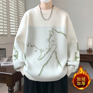 加绒毛衣男士冬季保暖男针织衫打底衫上衣M837-P68图片