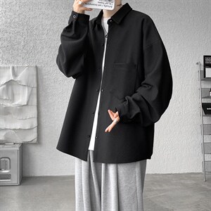 衬衫男春季新款港风宽松大码提花长袖衬衣CS026-P42图片