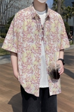 精品花衬衫大码男短袖夏季痞帅休闲上衣服外套翻领衬衣A012/P35，男装衬衫，电商A012