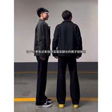 黑色弯刀西裤男士夏季垂坠感高级感穿搭裤子青少年窄版微喇休闲裤，男装西裤，星座506A