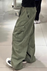 军绿色美式复古工装裤设计感vintage裤子宽松阔腿裤KZ524特P55，男装工装外套，星座908-1