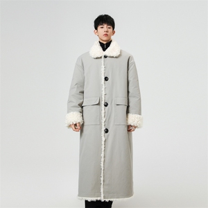 棉服外套男士秋冬季加绒工装外套宽松美式复古加厚羊羔绒棉衣图片