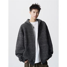 可二开美式条纹连帽拉链卫衣男无影墙S-XL开衫卫衣78113特P65控98，男装卫衣，星座227-7