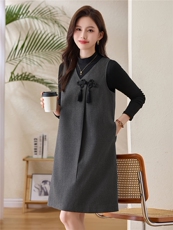 主推现货2026年气质优雅复古新中式背心裙+针织打底衫两件套，女装套装/套裙，姿衣坊