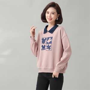 时尚可爱卡通图案加绒卫衣女宽松显瘦长袖上衣秋冬季新款外套图片