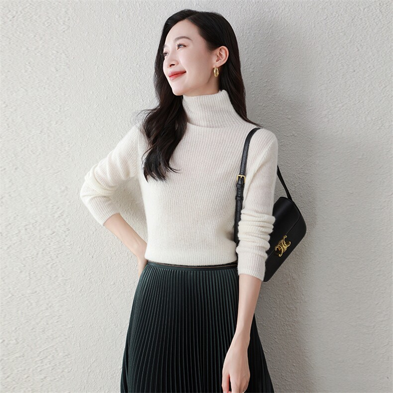高领羊绒衫100%纯山羊绒打底衫修身显瘦秋冬新款内搭，女装羊绒衫，阿舍尔精品
