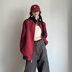 抖音得物高品质美式高街重磅结构设计拼接织带立领卫衣外套CM42，女装短外套，电商A486-1