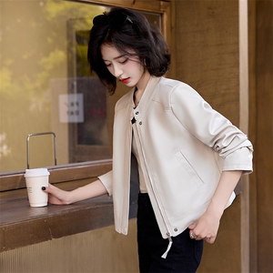 现货立领拉链长袖小个子短款海宁仿绵羊皮皮衣外套女2024年秋季图片