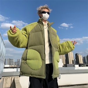 羊羔毛棉衣男冬季新款加绒加厚宽松保暖棉服美式潮流痞帅棉袄外套图片