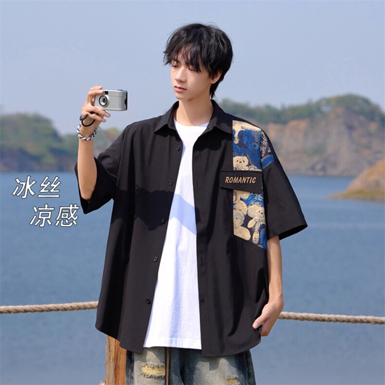 2025夏季新款cityboy大码冰丝短袖衬衫M-5XHC25538-特P25,男装衬衫,电商A022