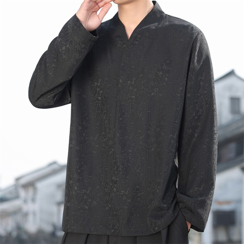 2026春季新款男装新中式立领提花衬衫唐装风上衣C179-P55,男装衬衫,电商B277(原6028)