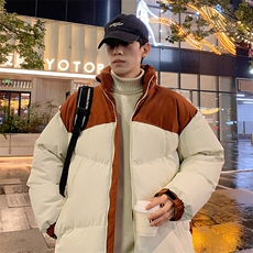 港风潮牌新款拼色立领棉服潮流保暖棉衣M071-P85控118，男装棉衣，星座717