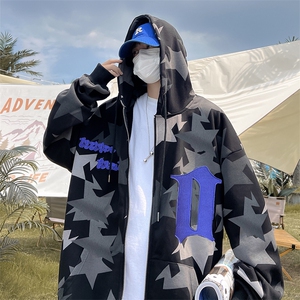 WY03-P36美式hiphop潮牌星星满印开衫卫衣图片