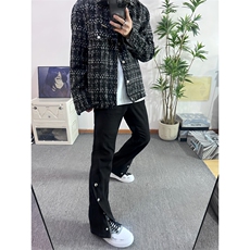 高街美式排扣牛仔裤拉链设计感直筒牛仔裤，男装牛仔裤，星座310A-4