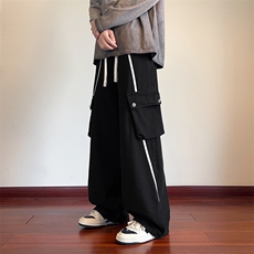 美式复古织带条纹工装牛仔裤男春季阔腿裤子-A2187TP55控98，男装牛仔裤，电商B241