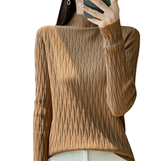秋冬新款立体浮雕半高领毛衫女时尚针织打底衫毛衣内搭，女装针织衫/毛衣，源达羊绒
