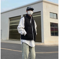 现货5W件冬季三防硬挺boxy短款立领棉衣马夹外套加厚马甲保暖棉服，男装棉衣，电商A443