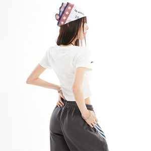 美式正肩短袖T恤女夏季新款基础款辣妹修身短款露脐上衣YD268-P30图片