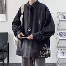 痞帅领带长袖衬衫男士大码dk制服男jk衬衣男LC42107-P45，男装衬衫，电商A040