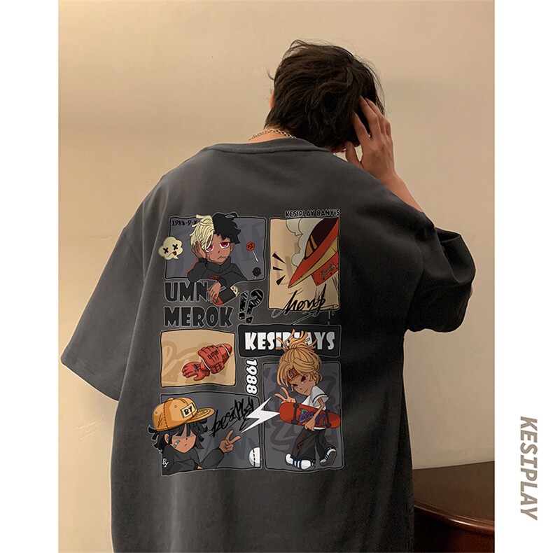 XT1059-TP25 控价38 短袖t恤男潮流漫画印花2023夏季宽松半袖T恤图片