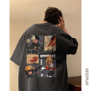 XT1059-TP25 控价38 短袖t恤男潮流漫画印花2023夏季宽松半袖T恤图片