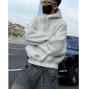 美式半拉链立领卫衣男女秋冬加绒小众解构重磅连帽衫 SJ05 P51图片