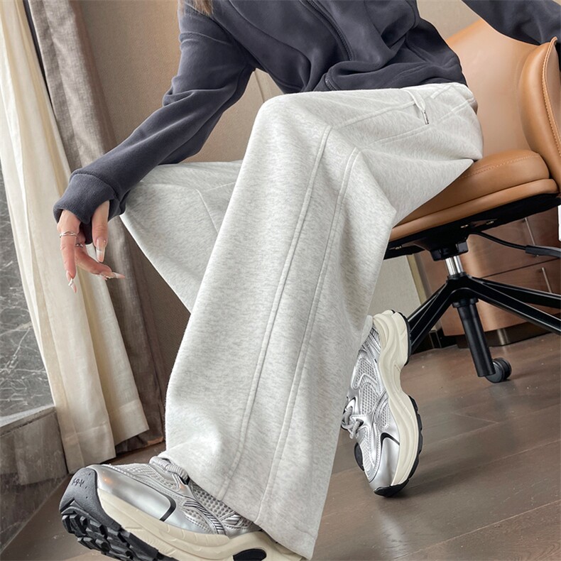 高个子加长秋冬高腰窄版香蕉裤阔腿裤加绒直筒休闲卫裤运动长裤女，女装休闲裤，梦白服饰厂