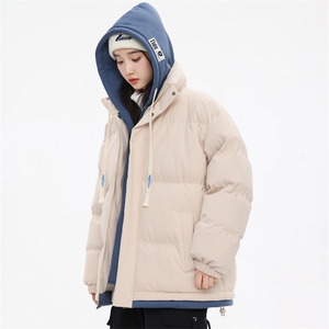 2023高品质中性风男女休闲连帽假两件棉衣外套618A-M002图片